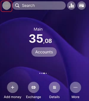 Натисніть на фото профілю у лівому верхньому кутку