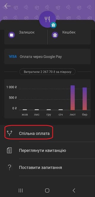 Обираєте пункт «Спільна оплата»