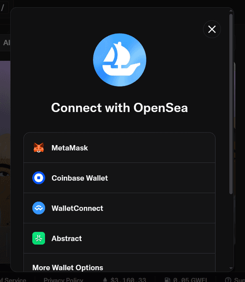 Підключення гаманця до OpenSea