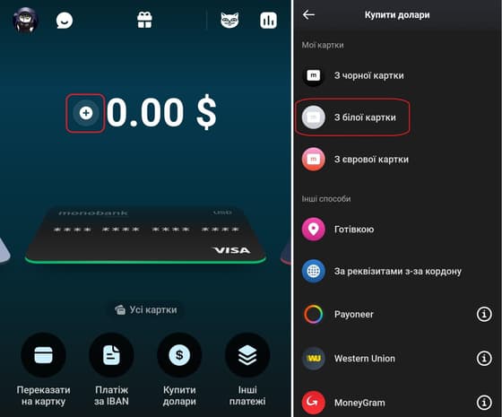 Як поповнити валютну картку в Монобанку