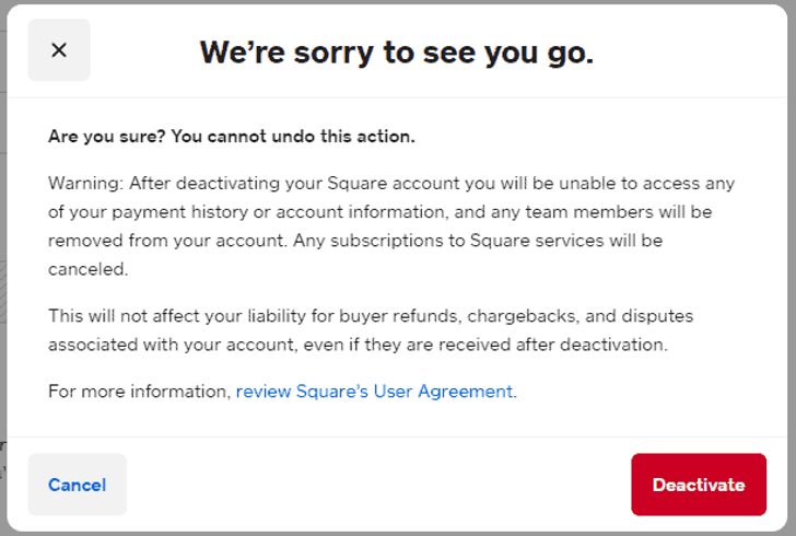 Confirm Account Deactivation